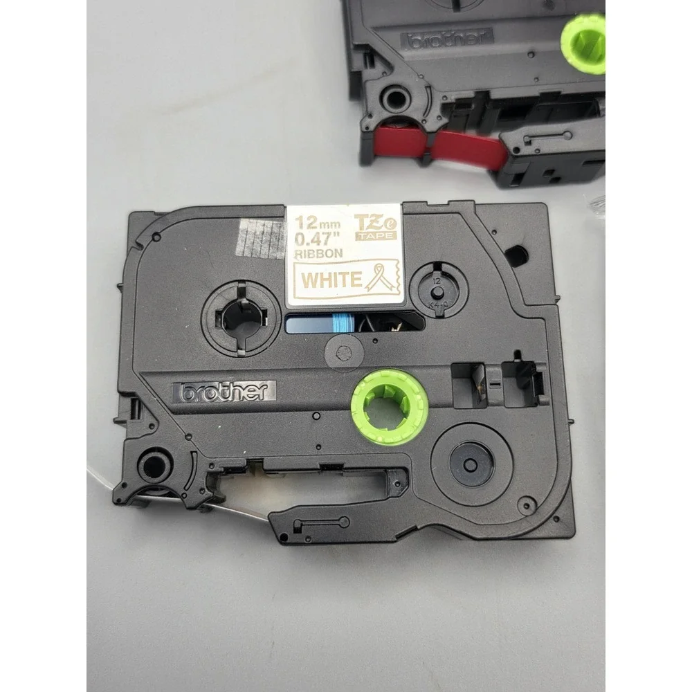 Brother P-Touch TZe 12mm .47 Label Tape Lot White Wine Red Gold Black 4 Cassette